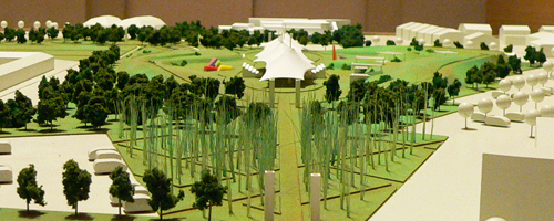 Modello architettonico del progetto parco aziendale Ferrero "JOMP!" ad Alba