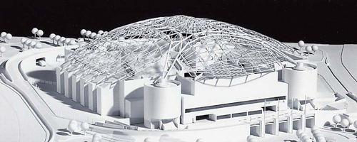 Immagine del modelllo architettonico del Palasport di Biella
