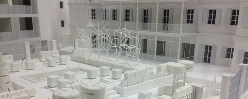 Immagine del modello architettonico del complesso residenziale Borgo Hermada