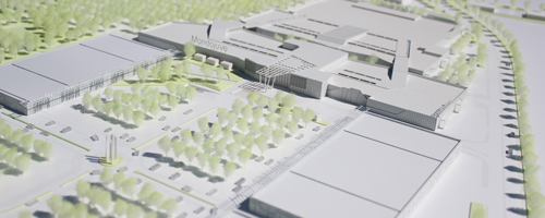 Immagine del modello architettonico del parco commerciale Mondojuve