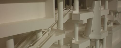 Immagine del modello architettonico degli stabilimenti FIAT a Pomiglianodella stazione Tipo di profondità della metropolitana di Torino