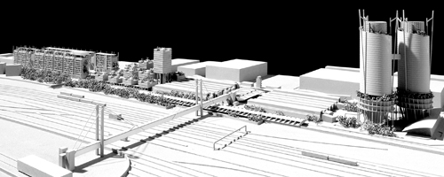Immagine di un modello architettonico di un progetto per il concorso per il Villaggio Olimpico di Torino